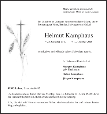 Anzeige von Helmut Kamphaus von OM-Medien