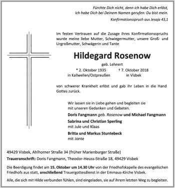 Anzeige von Hildegard Rosenow von OM-Medien