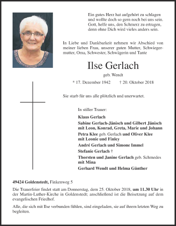 Anzeige von Ilse Gerlach von OM-Medien