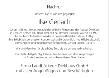 Anzeige von Ilse Gerlach von OM-Medien