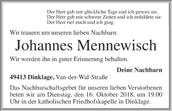 Anzeige von Johannes Mennewisch von OM-Medien