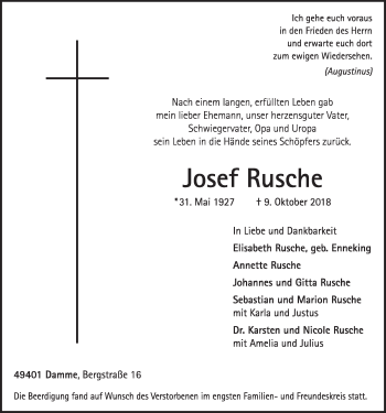 Anzeige von Josef Rusche von OM-Medien