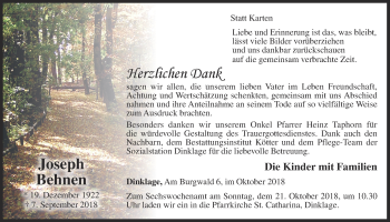 Anzeige von Joseph Behnen von OM-Medien