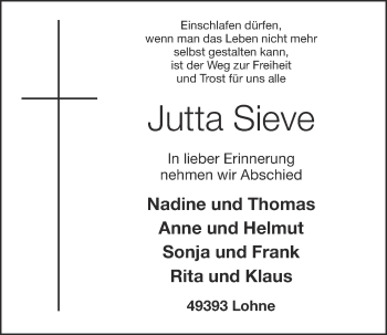 Anzeige von Jutta Sieve von OM-Medien