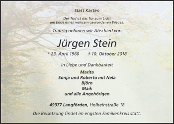 Anzeige von Jürgen Stein von OM-Medien