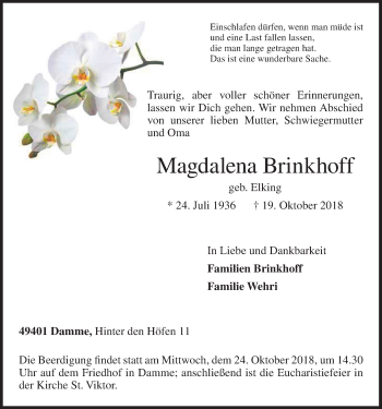 Anzeige von Magdalena Brinkhoff von OM-Medien