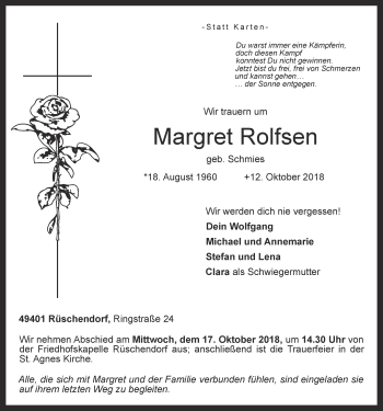 Anzeige von Margret Rolfsen von OM-Medien
