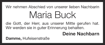Anzeige von Maria Buck von OM-Medien