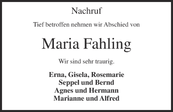 Anzeige von Maria Fahling von OM-Medien