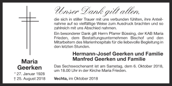 Anzeige von Maria Geerken von OM-Medien