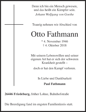 Anzeige von Otto Fathmann von OM-Medien