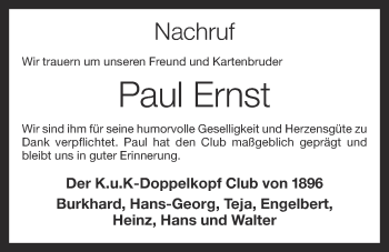 Anzeige von Paul Ernst von OM-Medien