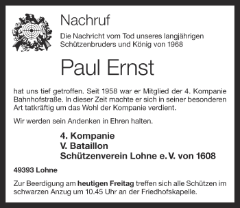 Anzeige von Paul Ernst von OM-Medien