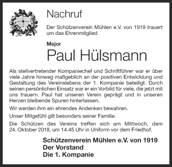 Anzeige von Paul Hülsmann von OM-Medien