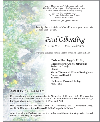Anzeige von Paul Olberding von OM-Medien
