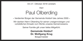 Anzeige von Paul Olberding von OM-Medien
