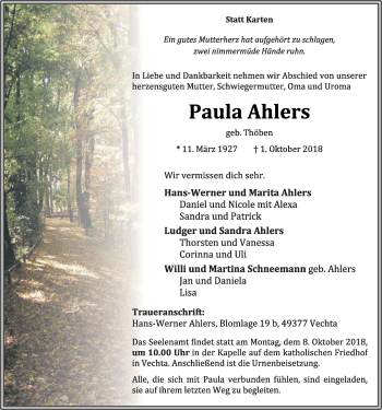 Anzeige von Paula Ahlers von OM-Medien