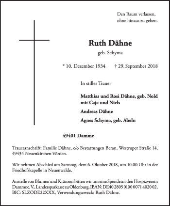 Anzeige von Ruth Dähne von OM-Medien