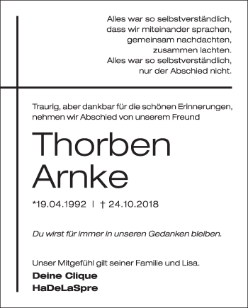 Anzeige von Thorben Arnke von OM-Medien