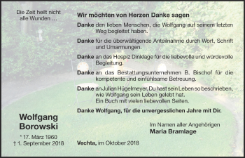 Anzeige von Wolfgang Borowski von OM-Medien