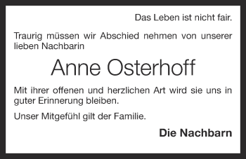 Anzeige von Anne Osterhoff von OM-Medien