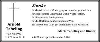 Anzeige von Arnold Tabeling von OM-Medien