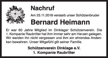 Anzeige von Bernard Heimann von OM-Medien