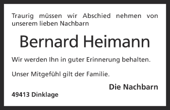 Anzeige von Bernard Heimann von OM-Medien