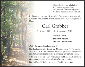 Anzeige von Carl Grabber von OM-Medien