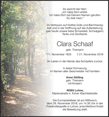 Anzeige von Clara Schaaf von OM-Medien