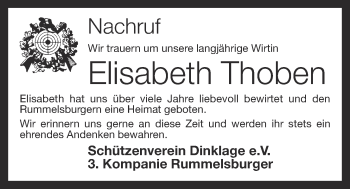 Anzeige von Elisabeth Thoben von OM-Medien