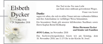 Anzeige von Elsbeth Dycker von OM-Medien