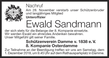 Anzeige von Ewald Sandmann von OM-Medien