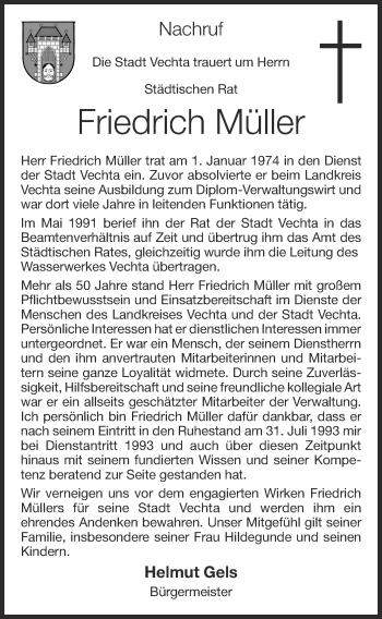 Anzeige von Friedrich Müller von OM-Medien