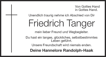 Anzeige von Friedrich Tanger von OM-Medien