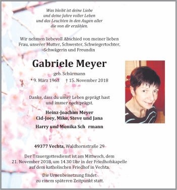 Anzeige von Gabriele Meyer von OM-Medien