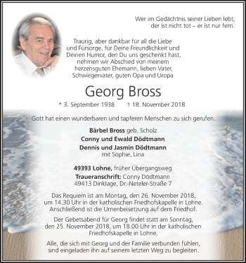 Anzeige von Georg Bross von OM-Medien