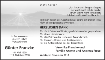 Anzeige von Günter Franzke von OM-Medien