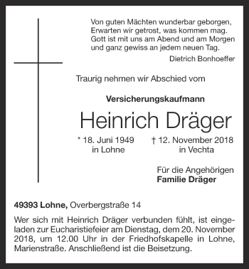 Anzeige von Heinrich Dräger von OM-Medien