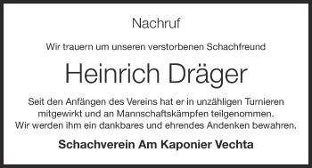 Anzeige von Heinrich Dräger von OM-Medien
