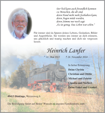 Anzeige von Heinrich Lanfer von OM-Medien