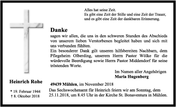 Anzeige von Heinrich Rohe von OM-Medien