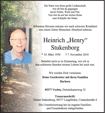 Anzeige von Heinrich Stukenborg von OM-Medien