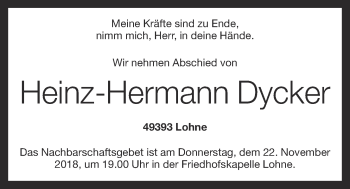Anzeige von Heinz-Hermann Dycker von OM-Medien
