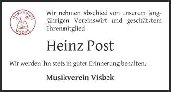Anzeige von Heinz Post von OM-Medien