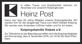 Anzeige von Heinz Post von OM-Medien