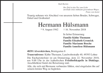 Anzeige von Hermann Hülsmann von OM-Medien