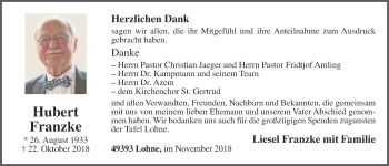 Anzeige von Hubert Franzke von OM-Medien