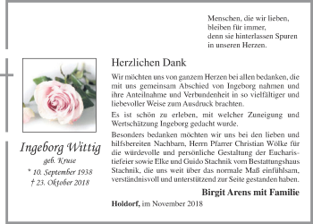 Anzeige von Ingeborg Wittig von OM-Medien