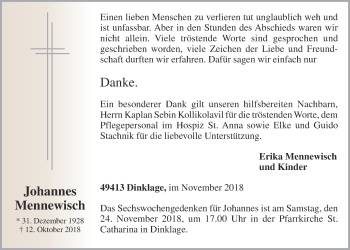 Anzeige von Johannes Mennewisch von OM-Medien